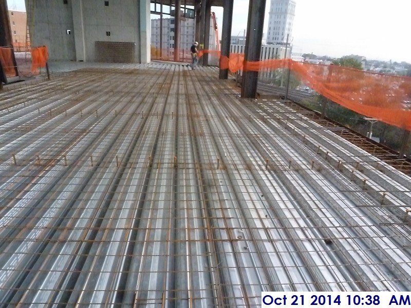 Installing rebar at the 4th floor slab on deck Facing East (800x600)